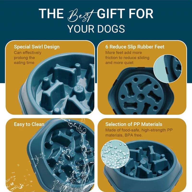 Tigela de comida anti-asfixia para cães, Alimentadores lentos para cães, Alimentador para animais de estimação dieta saudável